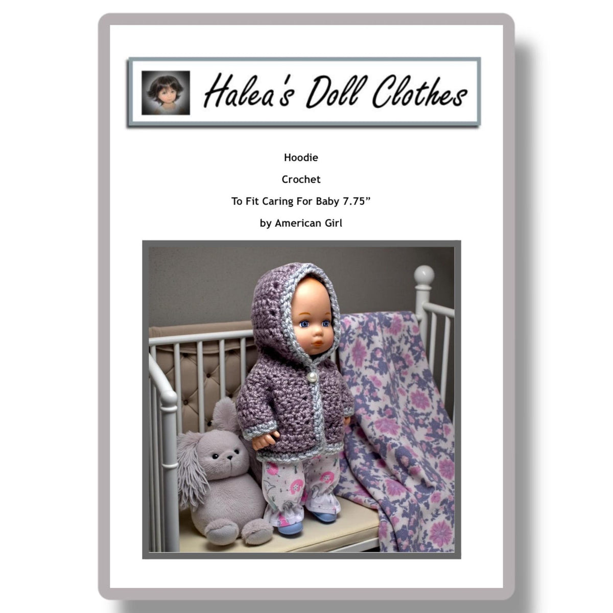 PDF Pattern 0015 Hoodie Crochet To Fit Little Bitty Caring For Baby American Girl Sport Weight