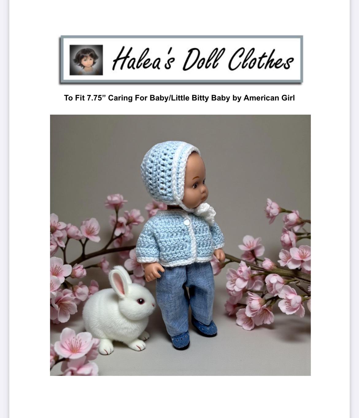 PDF Pattern 0011 Sweater Bonnet Crochet To Fit Little Bitty Caring For Baby American Girl Fingering Weight