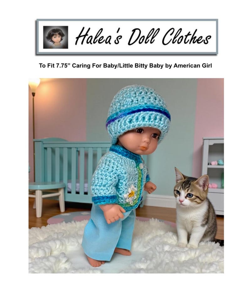 PDF Pattern 0012 Sweater Hat Crochet To Fit Little Bitty Caring For Baby American Girl Fingering Weight