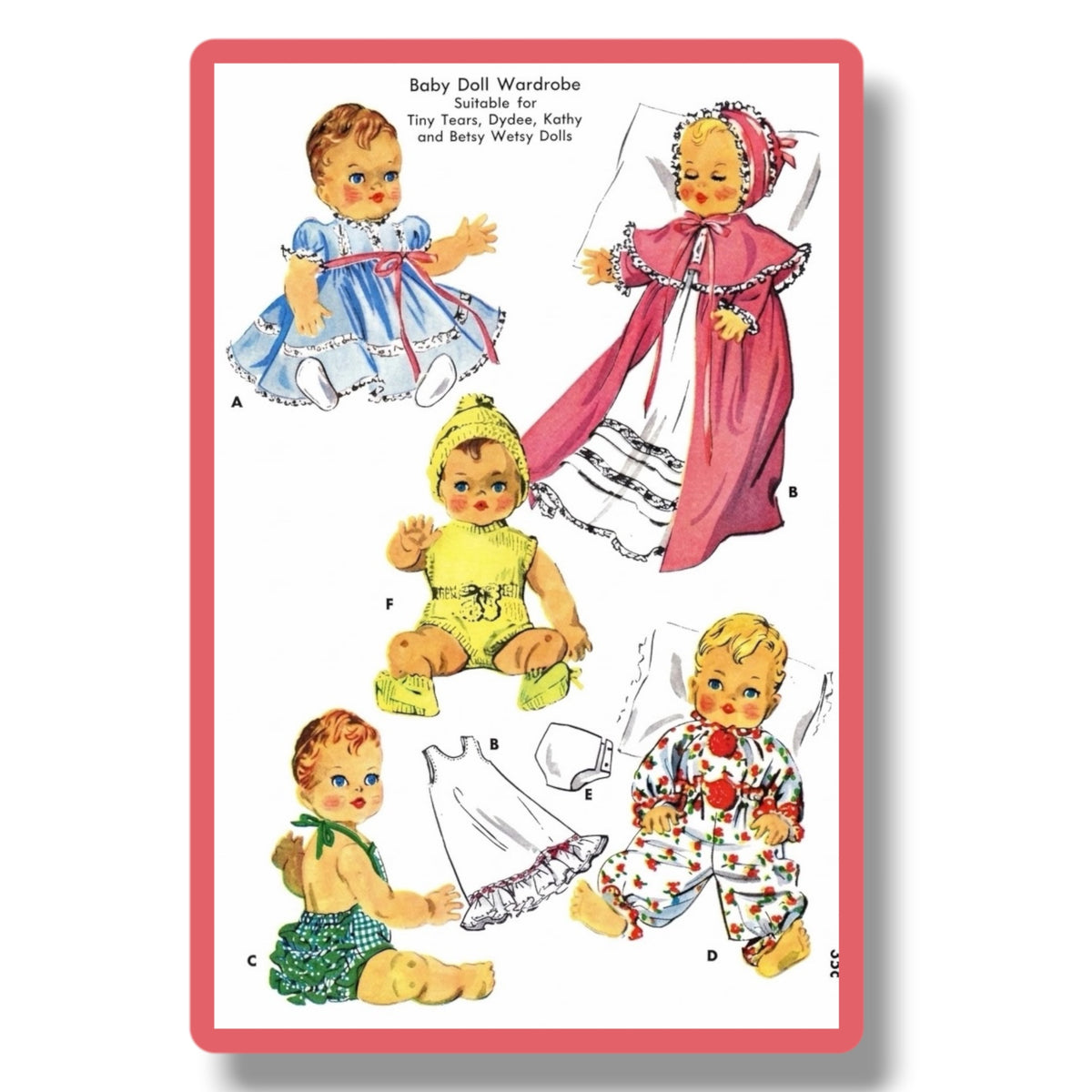 PDF Pattern 2001 Vintage Sewing Knitting Pattern to Fit 11-12" Baby Dolls