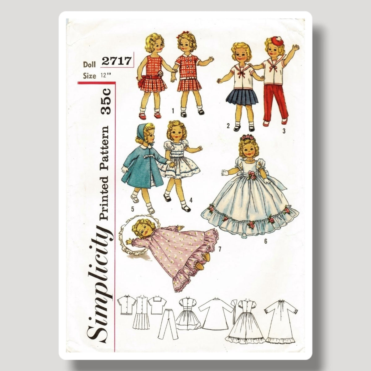 PDF Pattern 2717 Vintage Sewing Pattern to Fit 12" Shirley Temple