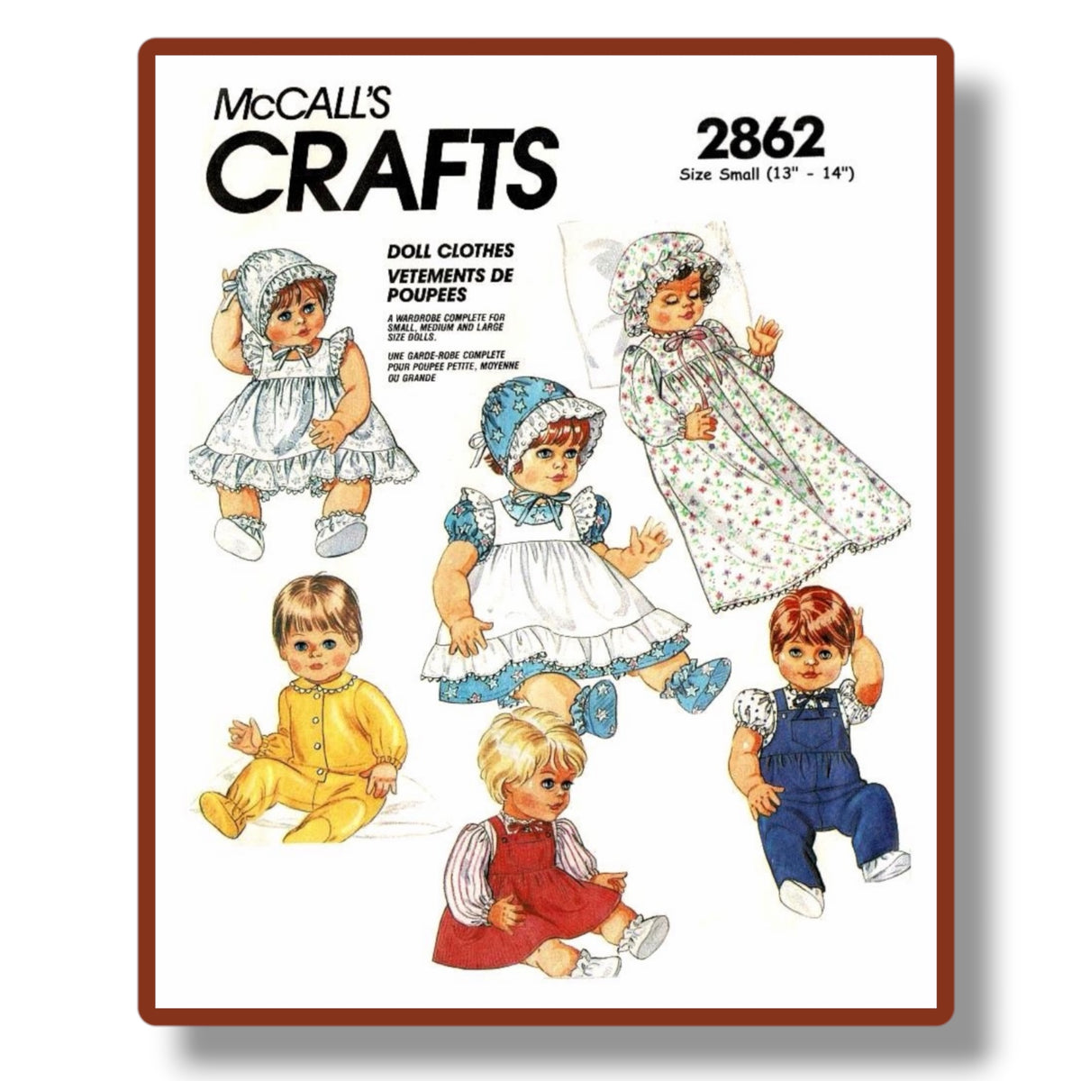 PDF Vintage Pattern 2862 Sewing to Fit 13-14" Baby Dolls