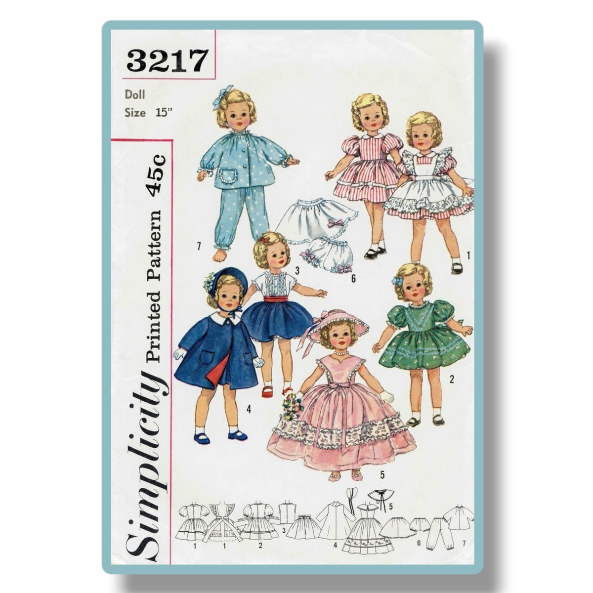 PDF Vintage Pattern 3217 Sewing to Fit 15" Shirley Temple